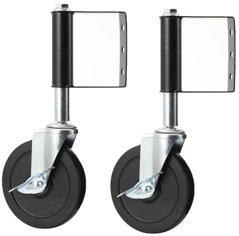 CDZHLTG 2er 125mm Federbelastete Torrollen Set, Torlaufrolle Rollen mit Bremse für Holztore, Zäune und Gartentor, Gefederte Laufrolle Lenkrollen, Schwerlast Torrollen 160kg für Schiebetore Schwarz