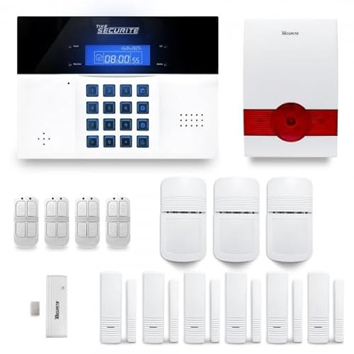 Alarme maison sans fil DNBi 4 à 5 pièces mouvement + intrusion + détecteur ouverture coulissante + sirène extérieure autonome - Compatible Box internet