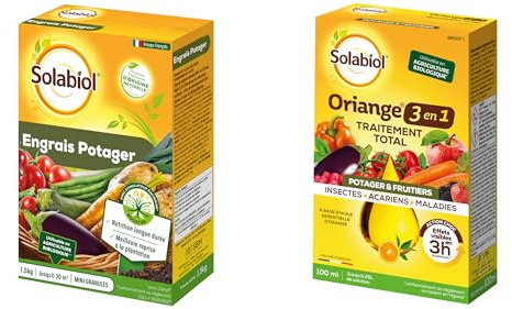 SOLABIOL Engrais Potager + Traitement Oriange 3 en 1 - Insectes Acariens Maladies - Nutrition Longue Durée SOPOTYTOT100