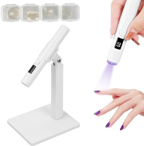 Mini UV Lampe für Gelnägel mit Ständer, Handheld UV-Licht für Gelnägel, Kleine Nageltrockner für Nagellack, Tragbare UV Nagellampe Wiederaufladbar LED UV Lampe Nägel für Schnelles Aushärten