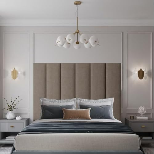 luxisleepltd Panels Upholstered Genoa Plush Velvet Headboard for divan bed frame Single double king 20''/26''/30/36''Tall (Mink, 5ft-30''Tall)