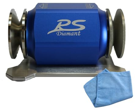 Duke-Handel Rollenschärfer Messerschärfer X-Schliff - Blau | Elegante blaue Edition inklusive Mikrofasertuch, Diamantschliff & X-Schliff für den perfekten balligen Präzisionsschliff.