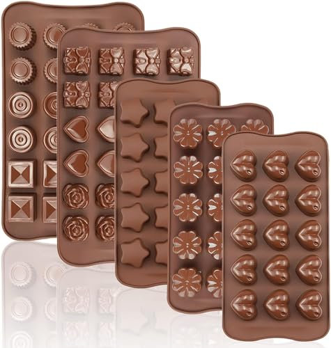 Socluer 5 Stück Silikon Pralinenform, 3D Schokoladenformen, BPA Frei und Antihaftbeschichtet, für Süßigkeiten, Bonbons, Eiswürfeln