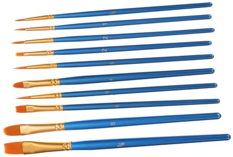SEWACC 10pcs Brush for Watercolor Oil Painting Hand Painting Tools Nylon Bristles for Artists Paint Brushes and