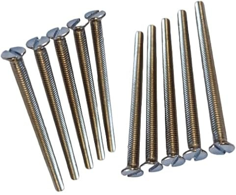 M3.5 Chrome 50mm Flat Slotted Countersunk Head Screws, Pack of 10, For Chrome Finished Switch and Socket Plates