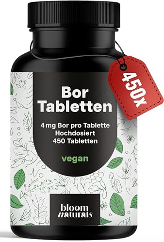 Bor hochdosiert – 450 Tabletten – 4 mg pro Tag Aus Borax (Natrium Borat) | vegan, produziert in Deutschland, laborgeprüft