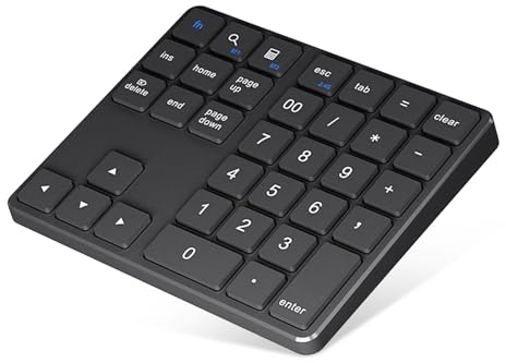 Gugxiom Bluetooth Number Pad, 2.4G Numeric Keypad Numpad, 35 Keys, Rechargeable Financial Accounting Numeric Pad for Laptop Desktop PC (Black)