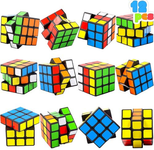 12 Stück Speed Cubes Bulk, 5,3 cm 3x3x3 Glatte Zauberwürfel mit Knalligen Farben, Schnelle Puzzle Würfel für Kinder, Klassenraum Preise, Geburtstagsgeschenke, Weihnachtsfüller