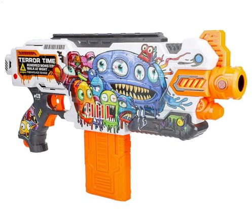 COLORBABY 47749 V-Zon Pistola per freccette, 43 cm, 24 proiettili in gomma schiuma, leggere e di grande portata, design mostri, mitragliatrice giocattolo, lanciatore, giocattoli bambini 8 anni,