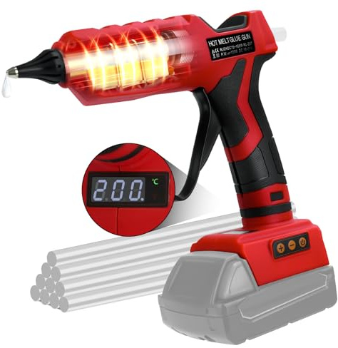 100W Cordless Hot Glue Gun for Milwaukee 18V Battery,Temp Electric Power Glue Gun with 10PCs 11mm Glue Sticks for DIY, Repairs,Arts,Crafts,Sealing(No Battery)