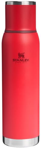 Stanley Adventure-To-Go Vacuum Bottle 1.4 qt | Wide Mouth with Leakproof Cup Lid | Keep Drinks Hot or Cold | Packable for Travel | Insulated Stainless Steel Thermal Bottle | BPA-Free | Chili Red