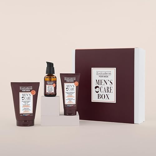 EVOLUDERM - Coffret Soin Visage Homme - 3 produits - Ingrédients d'Origine Naturelle - Végan - Idées Cadeaux Homme, Noël, Fête des Pères, Anniversaire, Saint Valentin