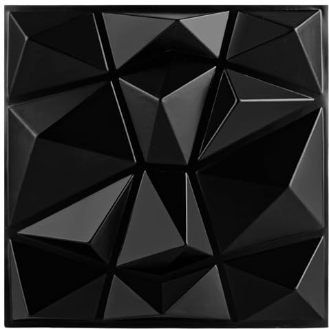 AKOLAFE Lot de 30 panneaux muraux adhésifs 3D - 30 x 30 cm - Panneaux insonorisants - Motif diamant noir - Panneaux muraux à coller soi-même - Panneau mural en PVC pour salle de bain, salon, chambre à