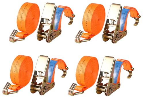 4 Stück Spanngurte mit Haken Ratsche in 5m 800kg 0.8T Zweiteilig 25 mm Ratschengurt Zurrgurte 1763lb Break Strength für Ladungssicherung TÜV/GS Zertifiziert