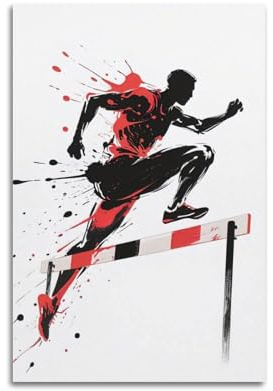 Leichtathletik-Poster, kraftvolle Bewegung, Sprint-Hürde, Tinteneffekt, Poster, dekorative Malerei, Leinwand, Wandkunst, Bild, Druck, moderne Familienschlafzimmer-Dekoration, 40 x 60 cm