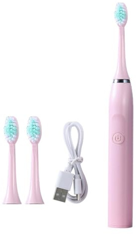 Cepillo de dientes eléctrico con batería recargable, 3 cabezales de cepillo, 3 ajustes, 2 minutos de tiempo