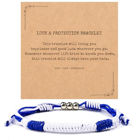 LANWLOSI Bracelet Israël pour homme et femme - Drapeau de pays - Bracelet enroulé bleu et blanc - Cordon infini - I Stand avec protection Israël et cadeaux porte-bonheur, Large, Ficelle, Pas de gemme