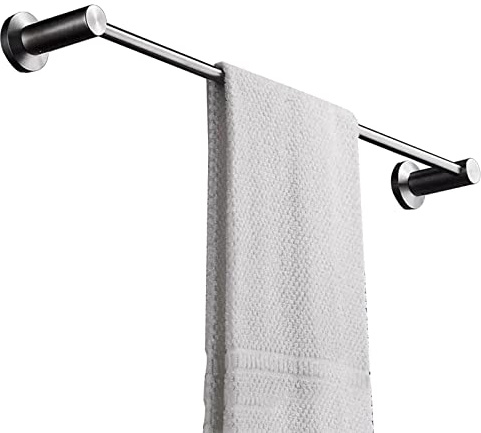 Barre porte-serviettes en acier inoxydable finition brossée – 40 cm à fixation murale pour douche et salle de bain, barre ronde durable pour rangement et rangement de cuisine