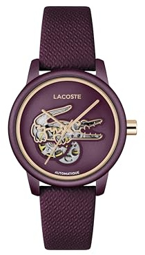 Lacoste 12.12 Automatique Women's Automatic Watch – Colored 38mm Aluminum Case, Cutout Crocodile Dial, Exhibition Back, Premium Fashion Timepiece - Gift for Her
