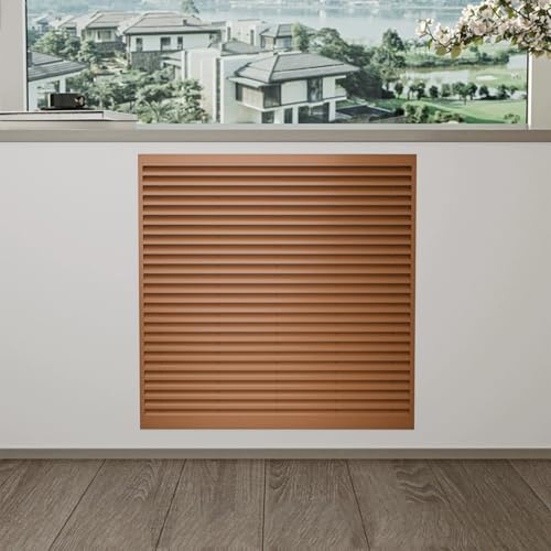 Customizable Modern Radiator White Louvered Grill Steam Bathroom Home Covers Radiator Metal Heating,bathroom Floor Switch Valve Slatted Design Bedroom(Brown,15.75x15.75in(40x40cm))