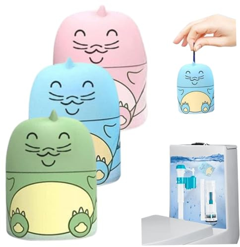 Limpiadores de inodoros de 3 piezas, limpiador de inodoros perfumado con dibujos animados lindos con cordón que dura 90 días para limpiadores de baños, , baños, tanques