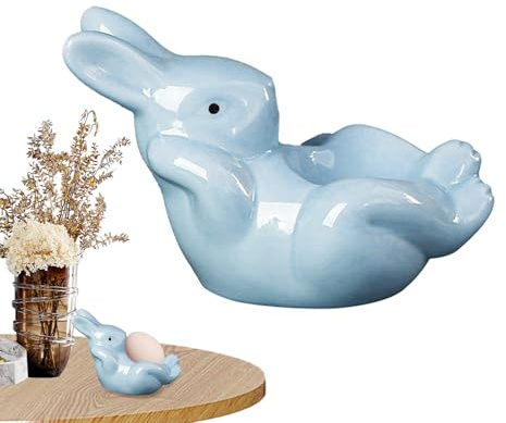Huevera de conejo, hueveras de conejo - Soporte para hueveras individual,Huevera de cerámica para huevos, decoración de huevos de Pascua, hueveras