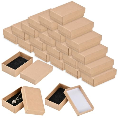 Amexo 24 Pezzi Scatola Regalo, Portagioie in Cartone Scatole per Bomboniere Confezione Regalo con Coperchio per la Presentazione di Orecchini Collana (B)