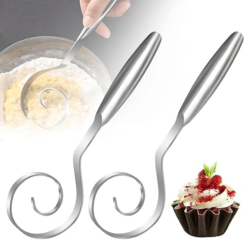 Fouet à pâte danois sans couture pour pain au levain – Outil de mixage manuel en acier inoxydable de 25,4 cm Facile à nettoyer pour pâtisserie, pizza, pâtisserie et pâte à gâteau. Passe au