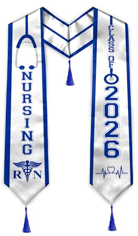 OnePlum Nursing Graduation Stole Class of 2026,RN Nurse School Graduation Sash Registered Nurse College Gift 72 Long,Navy Blue & White