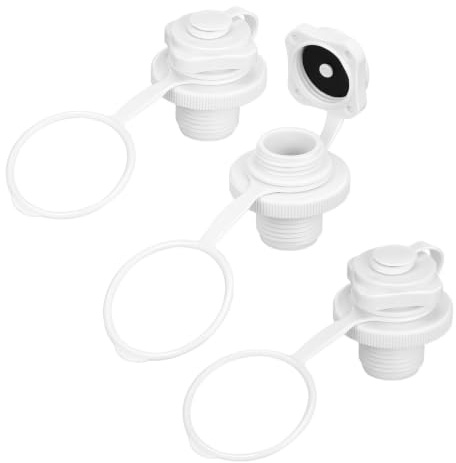 DECHOUS 3 Tapones de Aire Espiral Blancos para Kayak y Colchón Inflable, Válvula de Tornillo de 22mm en Plástico Ligero para Actividades al Aire Libre