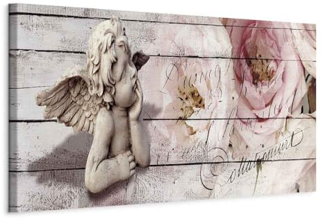 murando - Leinwandbild Holzoptik Blumen Rose, 120x40 cm, 1-teilig, modern | Hochwertige Leinwand, sofort aufhängbar, ideal fürs Wohn- oder Schlafzimmer, wasserfest und lichtecht, langlebig, stilvoll