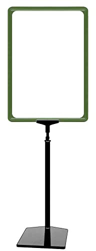 12 Plakatständer DIN A3 Rahmen grün, Ständer Kunststoff schwarz, Teleskopständer mit Fuß eckig und Stahleinlage, Kundenstopper höhenverstellbar bis 68 cm, Aufsteller