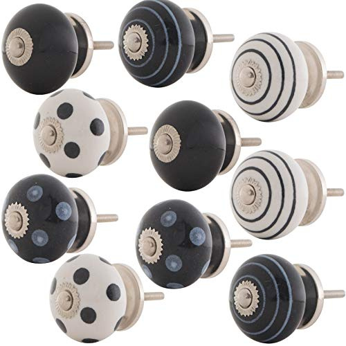 Knober 10 X SET Weiß Schwarz Möbelknöpfe 40mm Knauf f Gewinde Keramik und Edelstahl metrisch M3