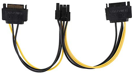 DUAL SATA 15pin Male to 8pin(6+2) Female PCI-E Power Adapter Cable 20cm Compatible with 3.5 /2.5 SATA hard disk for systems, for LINUX for MAC