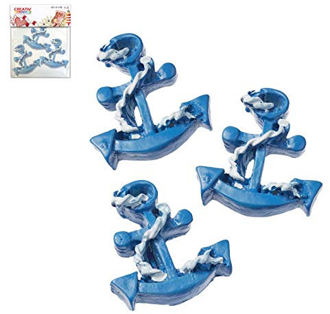 CREATIV DISCOUNT Mini Anker, ca. 2,8cm, 3 STK. blau