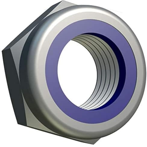 M12 Zinc Plated Alloy Steel Lock Nut with Nylon Insert Locknut Hex for Bolt, Zinc Plated Finish - Locking Stop Nuts ISO 10511 DIN 985 (Pack of 5) (12mm Ø)