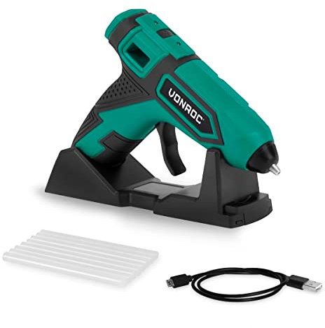 VONROC Pistolet à colle sans fil 4V - 1.5Ah VONROC - temps de chauffe 25sec - 8 bâtons de colle Ø7x100mm inclus