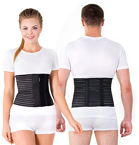 TOROS-GROUP – Faja Postparto – Faja Postoperatoria Abdominal – Cinturón de Sujeción Transpirable para Abdomen y Espalda, Banda Elástica de 24 cm – XXL, Negro