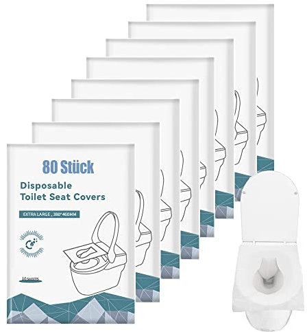 Bdwing 80Stück Einweg-antibakterielle Wasserabdeckung für Kinder und Erwachsene, Toilettenabdeckungen und werfen, Toilettenabdeckungen und biologisch abbaubarer Wurf, perfekt für Reise