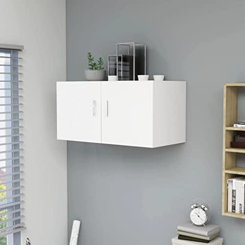 FIRBNUS 80x39x40 cm Armario de Pared Madera Contrachapada con 2 Puertas Armario Versátil Estantes de Wall Estante de Exhibición Suspendidas de Tablero Blanco Estanterías Flotantes