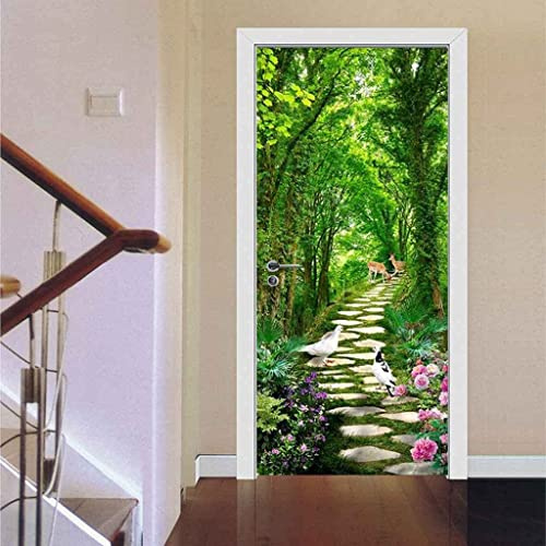 3D Türtapete Selbstklebend Türaufkleber - Grüner Waldtierelch 90 X 200 Cm Türfolie Poster Pvc Wasserfest Wandtattoo Für Schlafzimmer Wohnzimmer Tür Dekoration Tapete - Kunstfotos Von Kinderzimmertüre