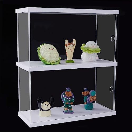 SUPERFINDINGS 2 Stufige Durchsichtige Vitrine Für Minifiguren Transparentes Acryl Ausstellungsregal Einfache Staubdichte Vitrine Kleine Vitrine Für Sammlerstücke 25.4x11.6x29cm