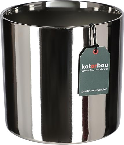 KOTARBAU® Glänzend Blumentopf ⌀ 230 mm Zylinder Pflanztopf aus Keramik dekorativer Übertopf Silber Pflanzkübel Blumenkübel für Zimmerpflanzen Gartentopf