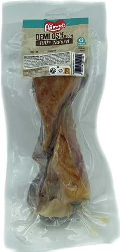 Aimé - 2 halva ben för hundar med skinka - tuggben för hundar 100% naturlig - hundgodis alla raser, alla åldrar och alla storlekar - hundbelöning