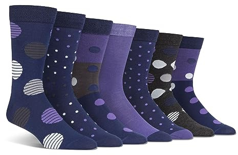 Spairs Men's Socks, Cotton Blend, Bright & Colourful Designs, Stripe & Spotty Designs, Soft, Breathable, Comfortable, Crew Length, Value Multipack of 7 Pairs, Size 7-11