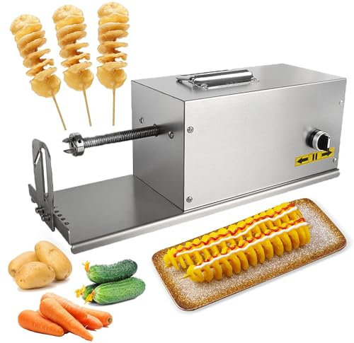 Trancheuse de pommes de terre électrique, machine automatique de coupe de pommes de terre tornade en acier inoxydable 40 W, outil professionnel de trancheuse de pommes de terre pour couper des frites