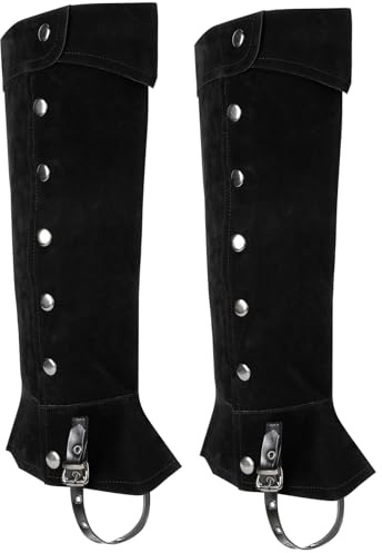 Toifrmu Black Pirate Boots Cover Knee High Steampunk Boots Faux Leather Medieval Pirate Boot Covers Spats Leg Guards Renaissance Costume Accessories for Halloween One Size Men