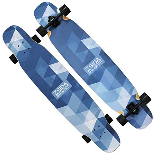 RajoNN 46,5 Longboard Skateboard Komplett 7 Schichten Ahornholz Double Kick Concave Deck Anfänger Tanzbrett für Jungen Mädchen Erwachsene Professioneller Cruiser für Cruising Carving