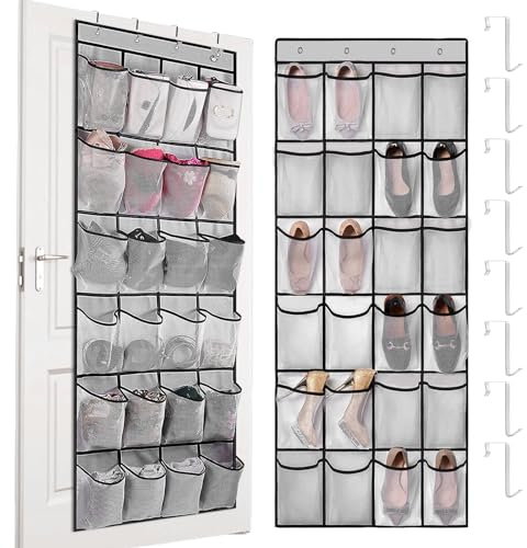 Yeelan 2 Stück Hängeregal, Hängeaufbewahrung Organizer mit 48 Netztaschen und 8 Türhaken, Schuhregal Tür, Schrank Kuscheltier Aufbewahrung, Hängend Organizer für Tür Organizer
