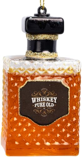 SIKORA Whiskey Flasche besondere Weihnachtskugel Glas Christbaumschmuck Deko Figur Weihnachten Anhänger Ornament - Trend Line - BS651